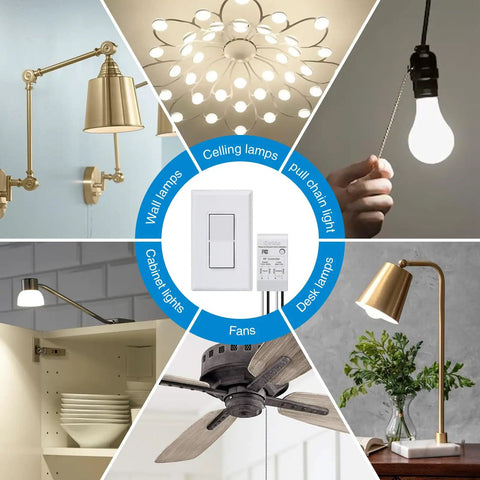 Easy Install Wireless Light Switch And Receiver Kit With 300Ft RF Range Battery Included No Wiring Needed Remote Wall Switches