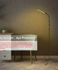 LED Floor Lamp With Remote Control For Eyelash Extensions And Makeup, Gooseneck Dimmable Standing Reading Lamp in living room