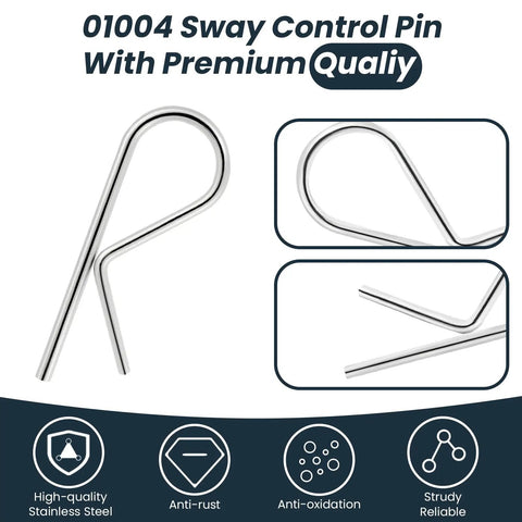Zinc Plated Sway Control Pin 5 Pack Replacement Pin For Sway Bar 01004 Fits JR Products 01004 Easy Install No Brainer Durable Spare Part Set For Quick Repairs And Replacements. zinc-plated steel sway control pin, close-up