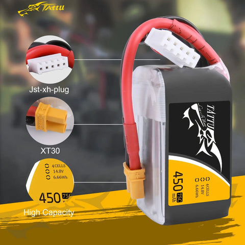 4S 450mAh 75C LiPo Battery Pack With XT30 Plug For FPV Multirotor Drones Ultra Compact 150 Size High Discharge Power For Fast Swaps