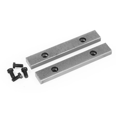 6 Inch Hardened Steel Vise Jaw Plates Pair With Mounting Screws For Bench Tools showing textured surface and hardware.