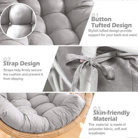 Thick Egg Chair Cushion Replacement For Outdoor Swing with Button Tufting Plush PP Cotton Fill Skin Friendly Cotton Fabric