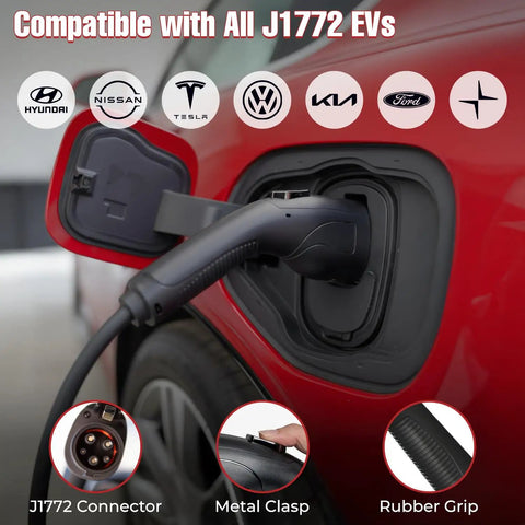 Level 2 EV Charger 11.5 kW 48A Hardwired Home Charging Station With Smart WiFi App Control, 25 Foot Cable, J1772 Universal Connector