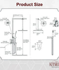 Dimensions diagram of Chrome Ceiling Mount 16 Inch Rainfall Shower Head With Handheld Spray, High Pressure Mixer Shower System.