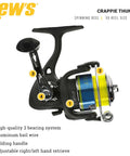 Crappie Thunder Spinning Fishing Reel Size 50 with 2 Bearing System, graphite body, right or left hand retrieve, green color.