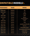 Compatible models list for Nissan Ceramic Front Brake Pads Set For Altima Cube Juke Sentra Maxima Versa 350Z Infiniti
