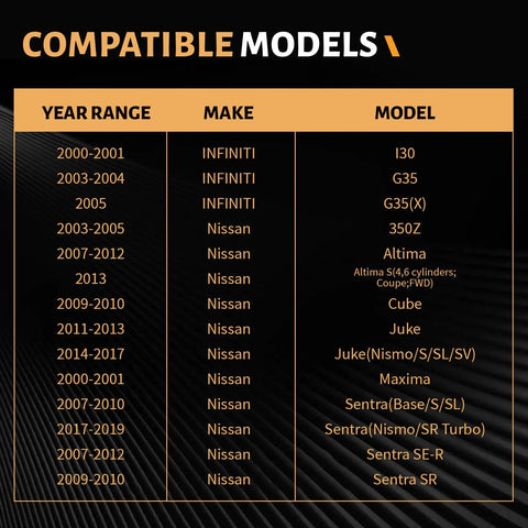 Compatible models list for Nissan Ceramic Front Brake Pads Set For Altima Cube Juke Sentra Maxima Versa 350Z Infiniti