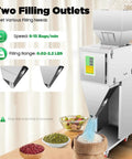 Heavy Duty Automatic Powder Filling Machine For Grain And Flour Packets Stainless Steel Capsule Bagger Adjustable 110V Rate dual filling outlets shown.