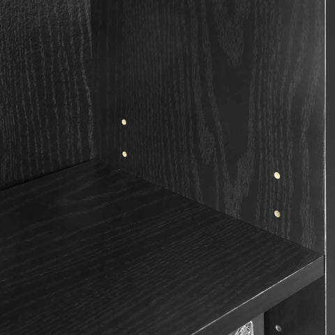 Corner detail of Go-To Five-Tier Bookshelf With Adjustable Shelves In Blackwood Finish For Living Room Bedroom And Home Office Space Saving Storage