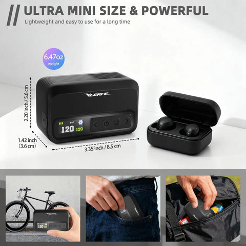 On The Go Compact Mini Bike Pump With 120 PSI Max For Fast Inflation Auto Stop Portable USB C Rechargeable Electric Bike Pump Presta And Schrader Valves For Bicycles And E Bikes Ride Ready
