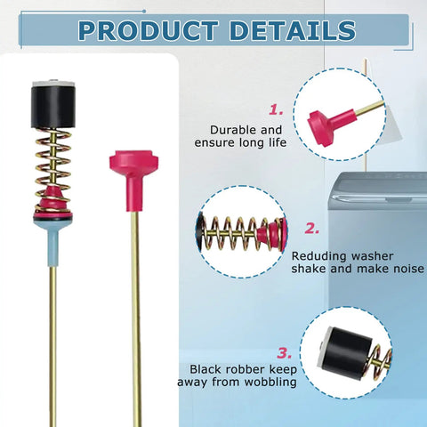 2023 Upgrade DC97-18610A Suspension Rods Kit for Samsung Washers showing details of durable springs and black rubber end caps