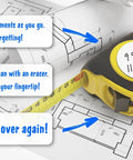 Erasable Tape Measure Scratch Pad 2 Pack Reusable Measurement Note Pad Peel and Stick Jobsite Tough Made in USA for Construction Woodworking Carpentry DIY Projects on tape measure