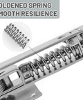 Close-up of Double Action Spring Hinges Ptazucv for Wooden Doors, highlighting smooth metal spring and resilience features.