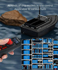 6 Channel 2.4G RC Boat Transmitter With Color Screen Remote Controller And F06A Receiver in use on water with settings interface
