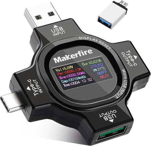 USB Type-C Power Meter Tester For Fast Charging QC PD Huawei Samsung Apple with digital display showing voltage and current