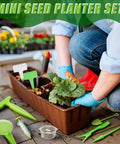 Gardener using 19 Piece Mini Seed Spreader Set And Seed Dispenser With Five Dial Settings Handy Handheld Seed Spreaders For Small Seeds Garden