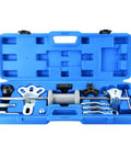 19-piece 9-Way Slide Hammer Puller Set in blue case, including wheel hub bearing remover and dent shaft gear puller tools for auto repair.
