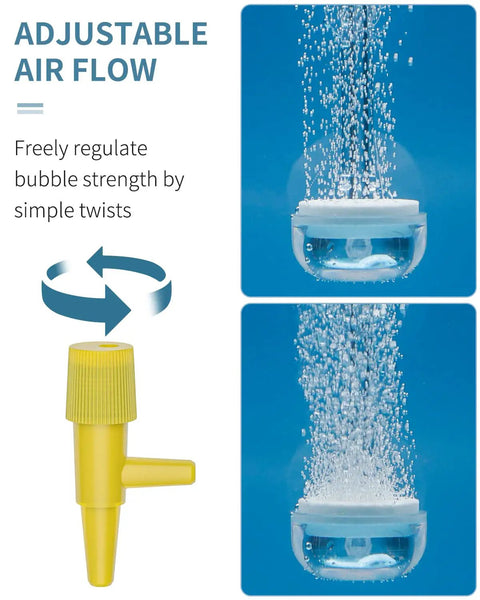 1 Inch Aquarium Air Stone Disc That Delivers Tiny Bubbles To Boost Oxygen In Small Fish Tanks, A Quiet, Consistent Bubbler Kit With Accessories Included, Pump And Tubing Not Included, Jetting 1.5 Liters Per Minute, 3/16 Inch ID Tubing, adjustable airflow valve