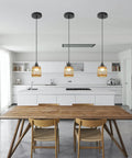 Kiven Instant Light Conversion Kit for 4/5/6inch Hole featuring 3 pendant lights in a modern kitchen setting.