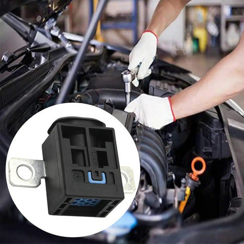 Plug And Play Crash Battery Disconnect Pyrofuse Switch Fits Mercedes Benz B C E Gle Glk Gls M Class 2005 Through 2019 Direct Swap Oem 6802944 02 installed in an engine compartment during repair.