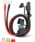 Straight Up Heavy Duty 2.5 Foot SAE Extension Cable With Inline Fuse Pack For Trickle Charging Motorcycles And Solar Panels Beast Mode Quick Disconnect Terminal Harness No Sweat, showing connections and fuses.