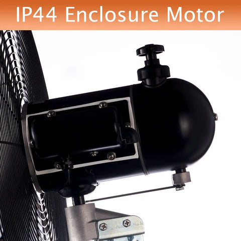 IP44 enclosure motor of Beefed-Up Industrial 24-Inch Oscillating Wall Fan With 8900 CFM High Velocity, Heavy Duty Shop Fan