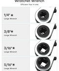 HVAC Service Wrench Set for Refrigeration and Air Conditioning, Curved Ratchet Wrench Tool with 1/4, 3/8, 3/16, 5/16 sizes
