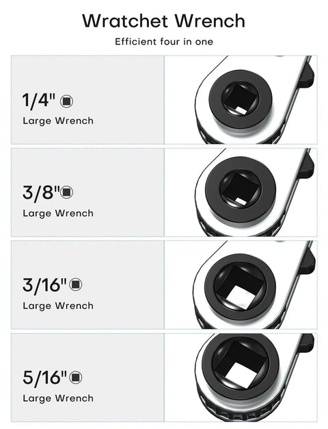 HVAC Service Wrench Set for Refrigeration and Air Conditioning, Curved Ratchet Wrench Tool with 1/4, 3/8, 3/16, 5/16 sizes