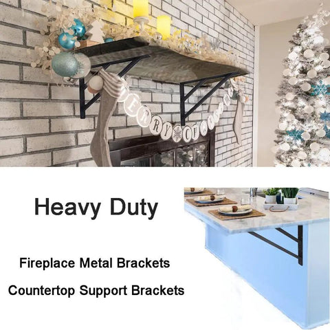 Two Pack Rock Solid Shelf Brackets 16 By 12 Inch Wall Mounted Heavy Duty Floating Support Braces Matte Black Steel under countertop.