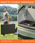 Portable Grill Table For Blackstone Griddle And Ninja Fits Foldable Prep Table with carry handle beside car trunk storage