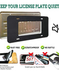 Thin Blue Line License Plate Frame With Carbon Fiber Look Patriotic Black Aluminum Car Tag Holder and accessories shown