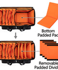DJ Cable Organizer Bag With Detachable Padded Bottom And Dividers showing bright interior and flexible divider system.