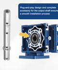 Double Shaft Output 18mm Diameter 164mm Length Low Noise Alloy Steel Shaft with NMRV040 Worm Reducer and gaskets