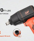 Heavy Duty 3/4 Inch Air Impact Wrench With Twin Hammer Design, Pro Pneumatic Tool, 1470 Ft-Lbs Torque, Lightweight Composite