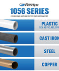 Fernco 1056 series connectors for plastic, cast iron, steel, and copper pipes. Two Pack 3/4-Inch Flexible PVC Condensate Pipe Couplings