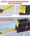 2 In 1 Laser Tape Measure With 164 Ft Laser Range And 16.5 Ft Digital Tape Measure, Ultra Accurate To 2 Mm, Easy Switch Between Long Range And Short Measurements For Framing, DIY Projects, And Quick Layouts, black self-locking tape measure with nylon blade