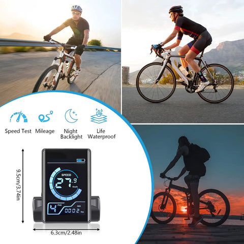 Waterproof LCD Bike Display Panel With 5 Pin X1 Connector For 24V 36V 48V Electric Bikes And Scooters Beefy Speedometer Dashboard Replacement ABS Built For Long Battery Life Easy Install Clear Readout For Electric Mountain Bikes