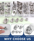 54 Piece Assorted U Style Clip On Nuts Crafted From Grade 304 Stainless Steel Snap Tight To Auto Fender And Dash Panel, various sizes shown.