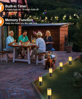 Family enjoying evening with RGB Color Changing Outdoor Landscape Lights 12V Low Voltage LED Garden Pathway Lighting With Remote Control