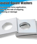 Beveled Square Washers Set Of Six For Leveling One Half Inch Inner Diameter And One And One Eighth Inch Outer Diameter Thick From Two To Six Point Six Millimeter Plain Carbon Steel Galvanized Shims In Silver Finish DC CLISENCE