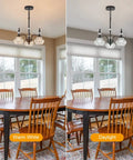 Modern Black Three Light Pendant Chandelier For Kitchen Island Farmhouse Living Room Bedroom And Hotel Decor Sleek Industrial Iron And Glass Design With Easy Install in dining room with warm white and daylight settings