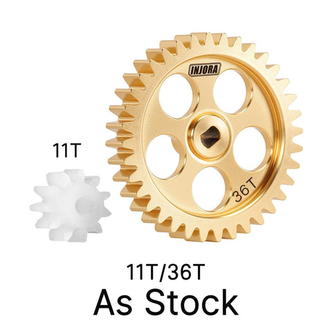 Beefed-Up Brass Transmission Main Gear With Motor Pinion Set For Losi Micro B And Micro T Buggies 11T/36T Replaces Plastic Gears