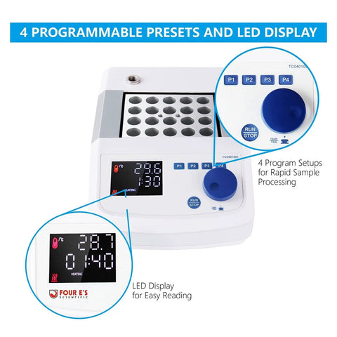 Digital Dry Bath Incubator With Led Display And Aluminum Heating Block For Lab Use Precise Temp Control Up To 150 Degrees showcasing LED display and programmable presets.