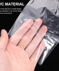 100Pcs PVC Heat Shrink Wrap Bags For Bottles And Medicine Easy To Use Sealing Film That Keeps Products Fresher Clear Plastic Shrink Wrap For Packaging And Shipping Great For Bulk Bottling DIY Craft And Makeup Storage, clear PVC shrink bag held in hand