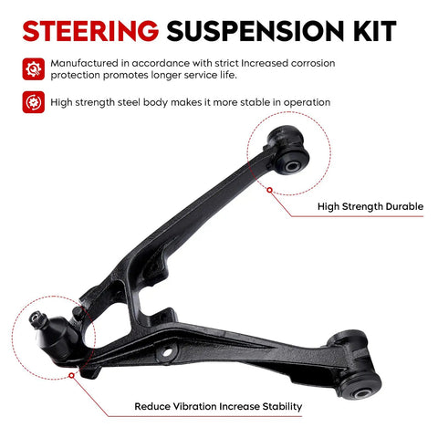 Front Lower Left And Right Control Arms With Ball Joint Suspension Beefed Up For GMC Sierra 1500 Silverado 1500 Cadillac Escalade 2007-2015 Yukon 2007-2016 Chevy Avalanche 2007-2013 Suburban Tahoe 2007-2014 black steel control arm set
