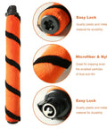 APEX DuoClean Vacuum Brush Roll with Soft Brush Roll and Easy Lock feature, shown in orange microfiber and nylon material.