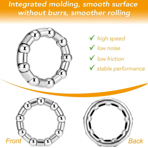 Front and back view of Four Piece Crank Bearing Set With Five Sixteenth Inch Ball Size And Nine Balls For BMX Beach Cruisers