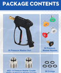 Heavy Duty 5000 PSI Short Pressure Washer Gun With Swivel Inlet And Extension Wand Five Nozzles M22 Connectors Car Wash Kit