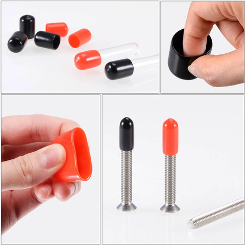 80Pcs Round Rubber End Caps Orange Vinyl Covers For 1/8 1/4 3/8 1/2 Inch Inner Dia Screw Thread Protectors Assortment Kit
