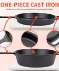One-piece cast iron 3.2 quart pot showing details of Two In One Cast Iron Dutch Oven With Lid That Doubles As A Shallow Skillet